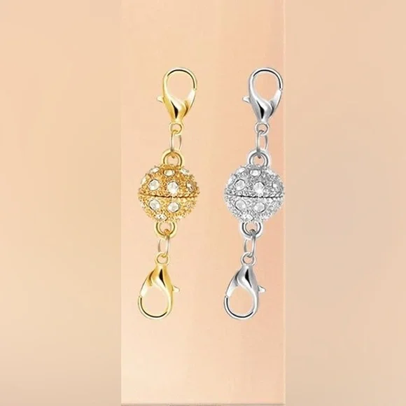 2 Magnetic Clasp For Easily Close/Open Necklace Or Bracelet.Gold color & Silver - Picture 1 of 13
